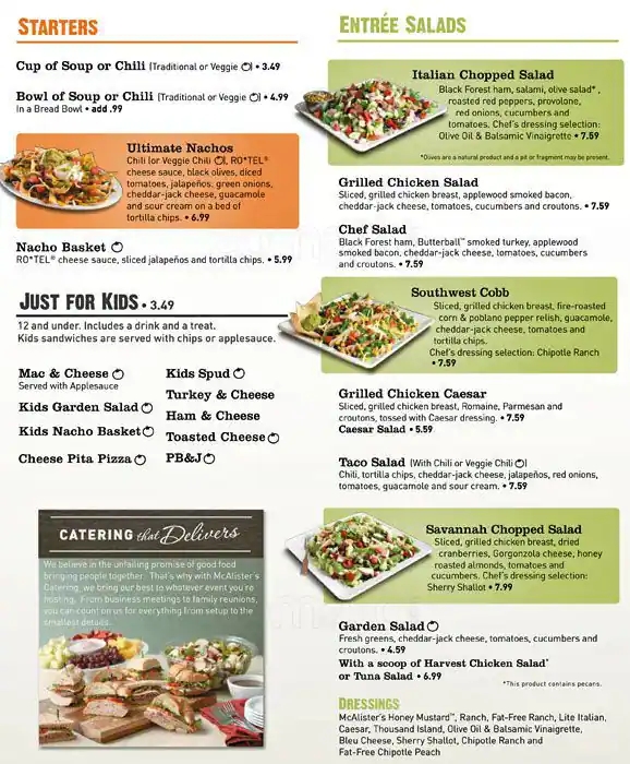 Mcalisters Menu Printable