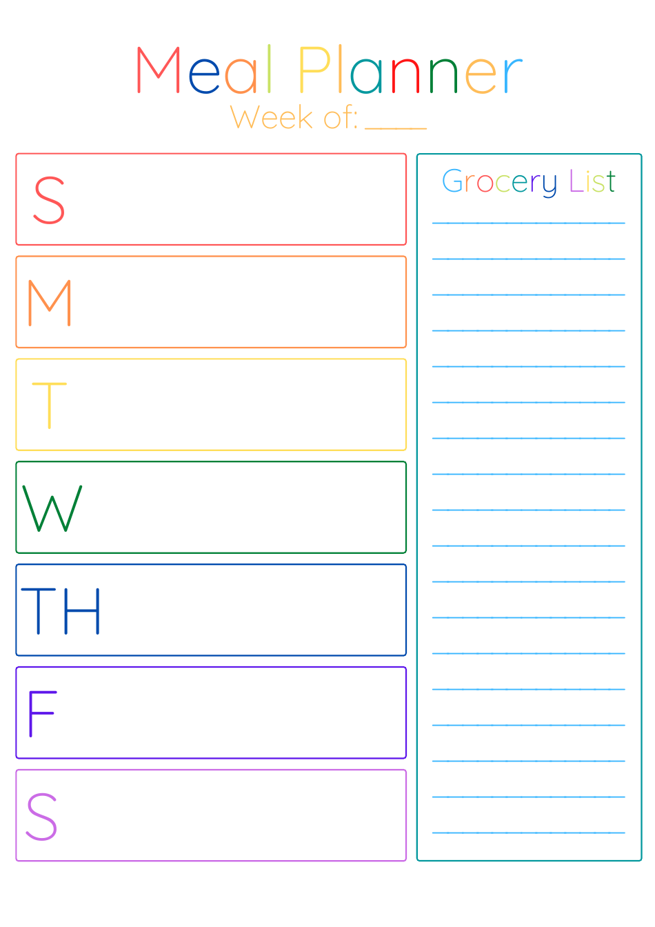 Meal Planner And Grocery List Template Download Printable PDF 
