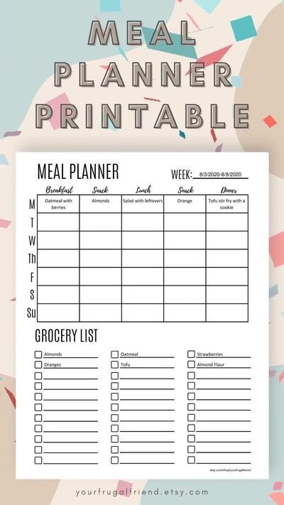 Meal Planning Template With Grocery List Sekaagents