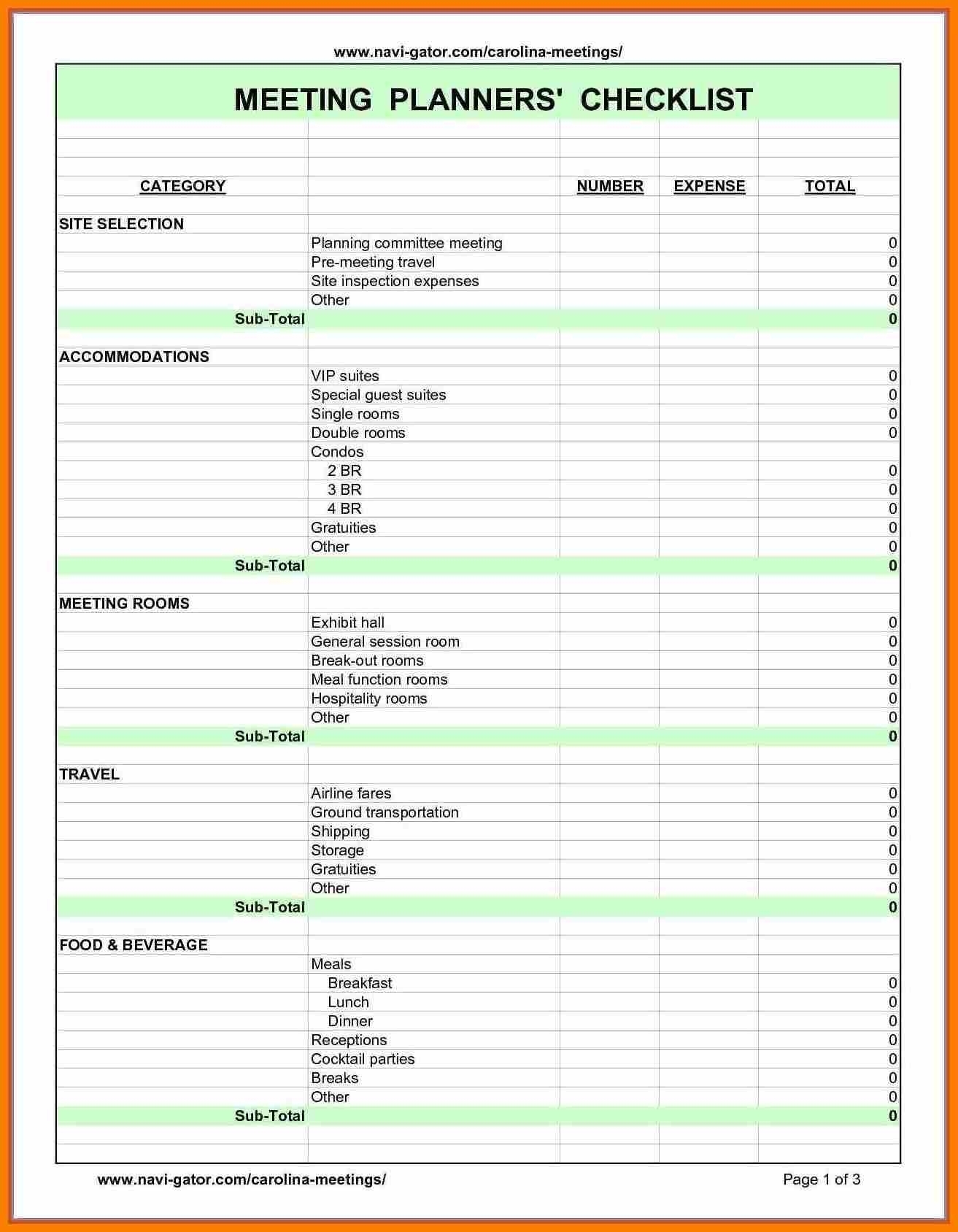 Meeting Planner Checklist Template Lovely Party Planning Checklist 