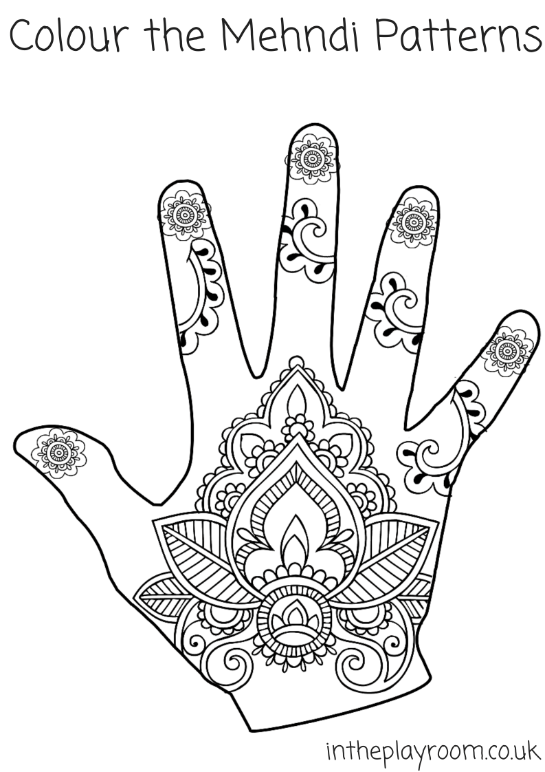 Mehndi Hand Coloring Pages And Templates Henna Design Printable Henna