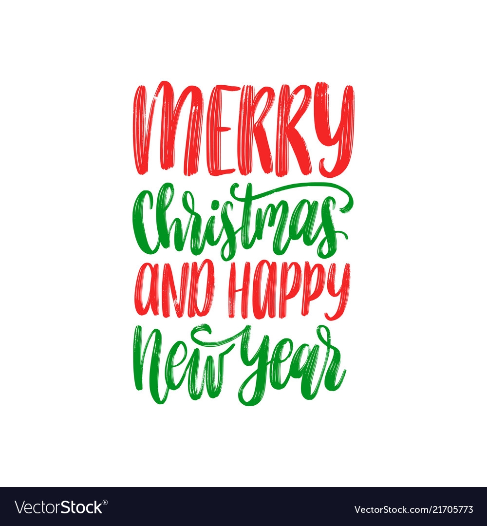 Merry Christmas And Happy New Year Lettering Vector Image