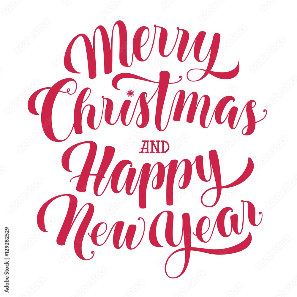 Merry Christmas And Happy New Year Text Calligraphic Vector 