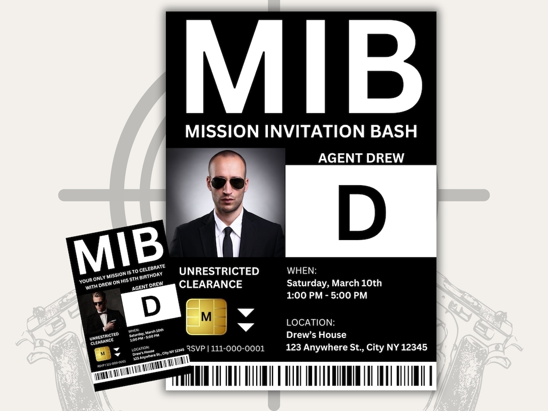 MIB Id Template Printable Id Badge Mib Personalized Men In Black 