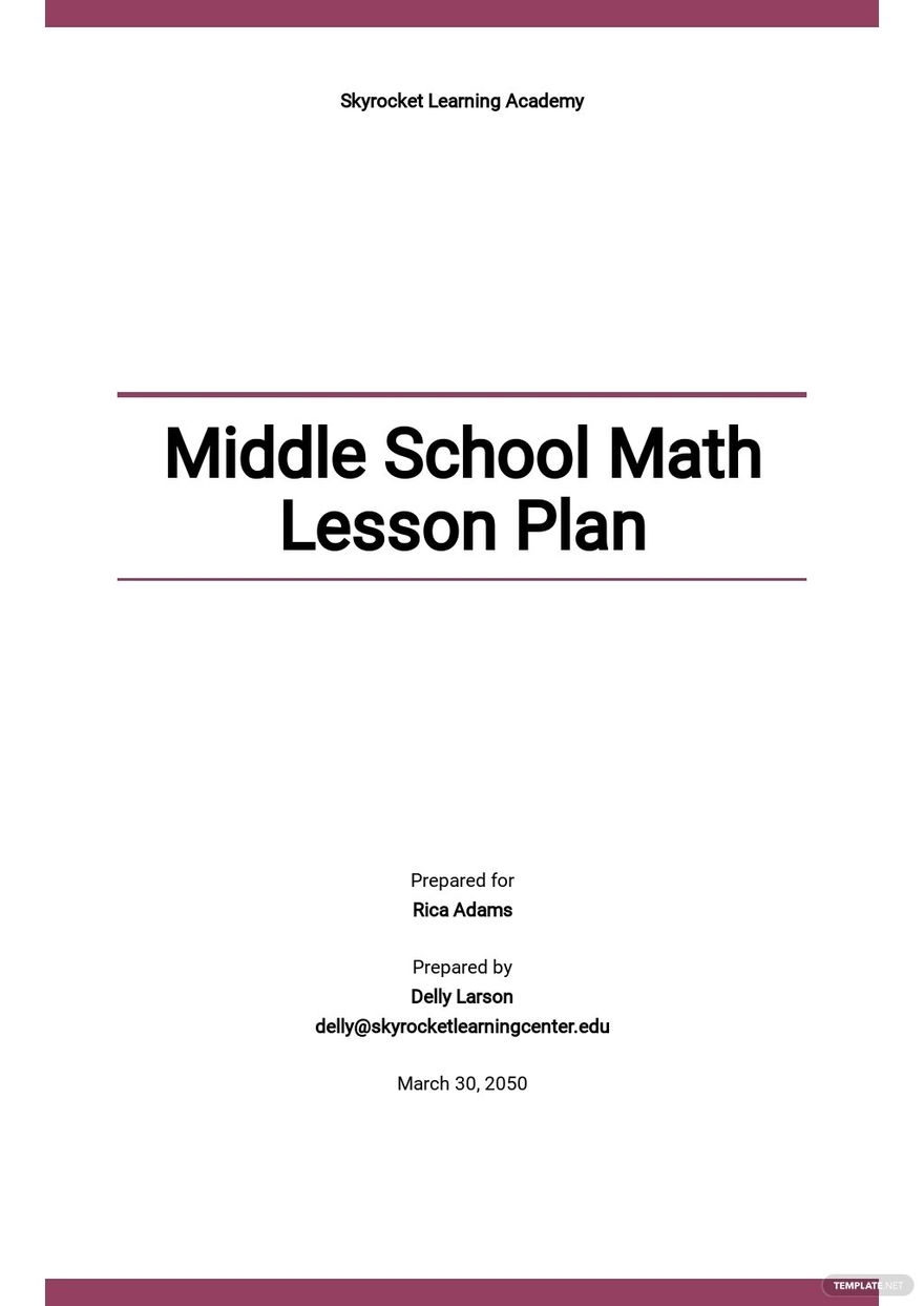 Middle School Math Lesson Plan Template Google Docs Word Apple 