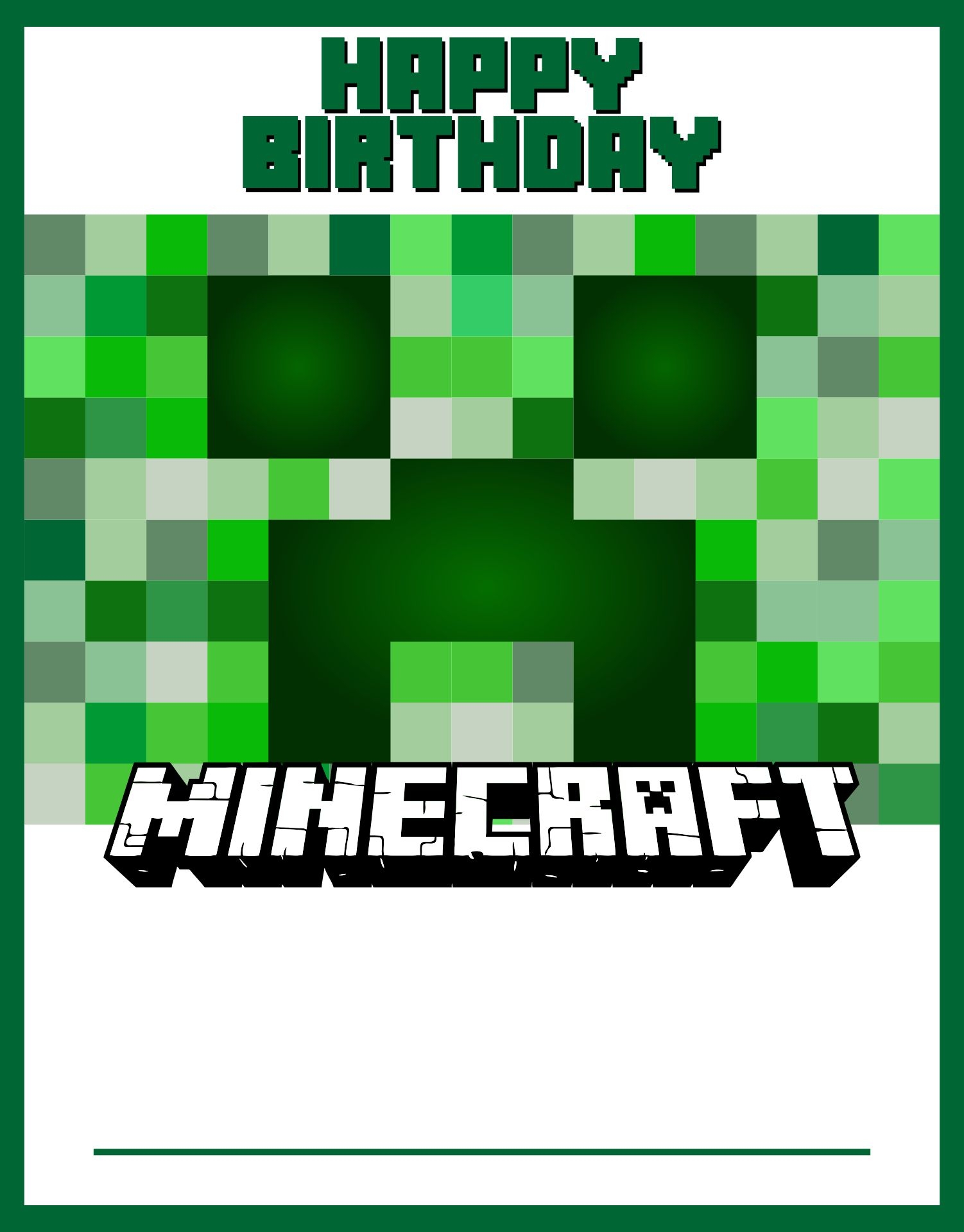 Minecraft Birthday Card Template Cardtemplate my id