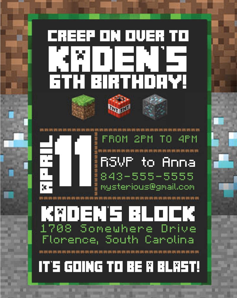 minecraft birthday card template printable