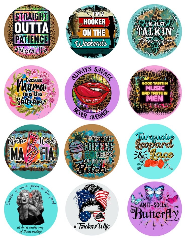 Misc Crazy Sayings Set 2 Of Cardstock Circles Cardstock Cutouts 