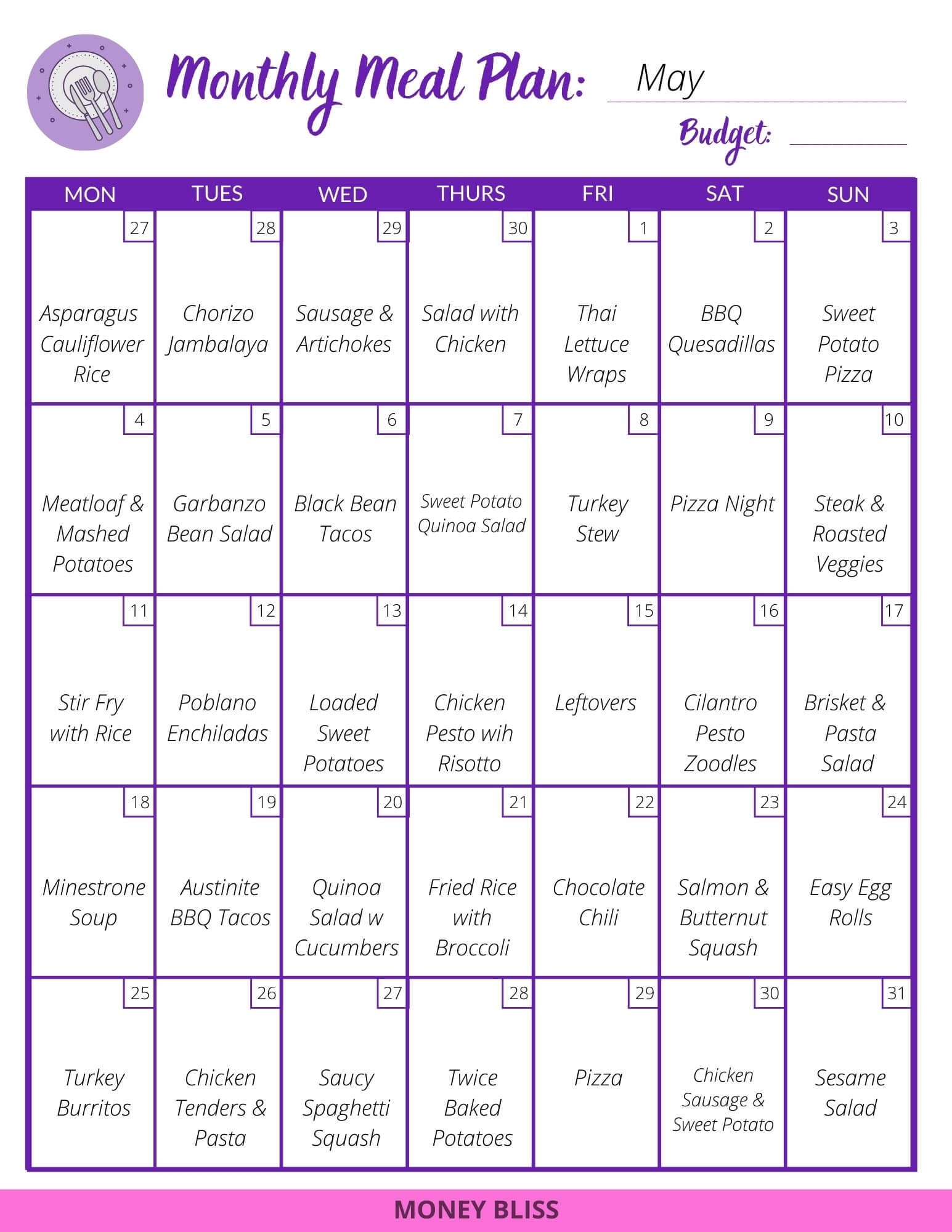 Monthly Calendar Template Meal Planning Calendar Meal Vrogue co