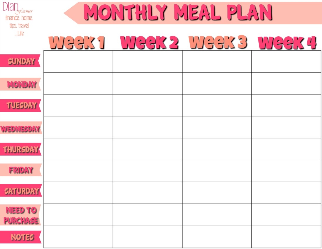 Monthly Meal Planning Template