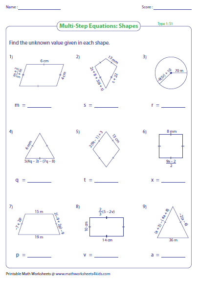 Multi Step Equation Worksheets