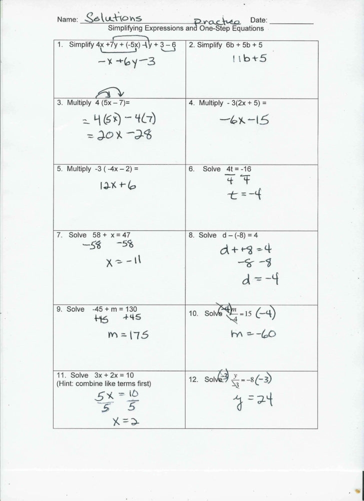 Multi Step Equations Worksheet Variables On Both Sides Db excel