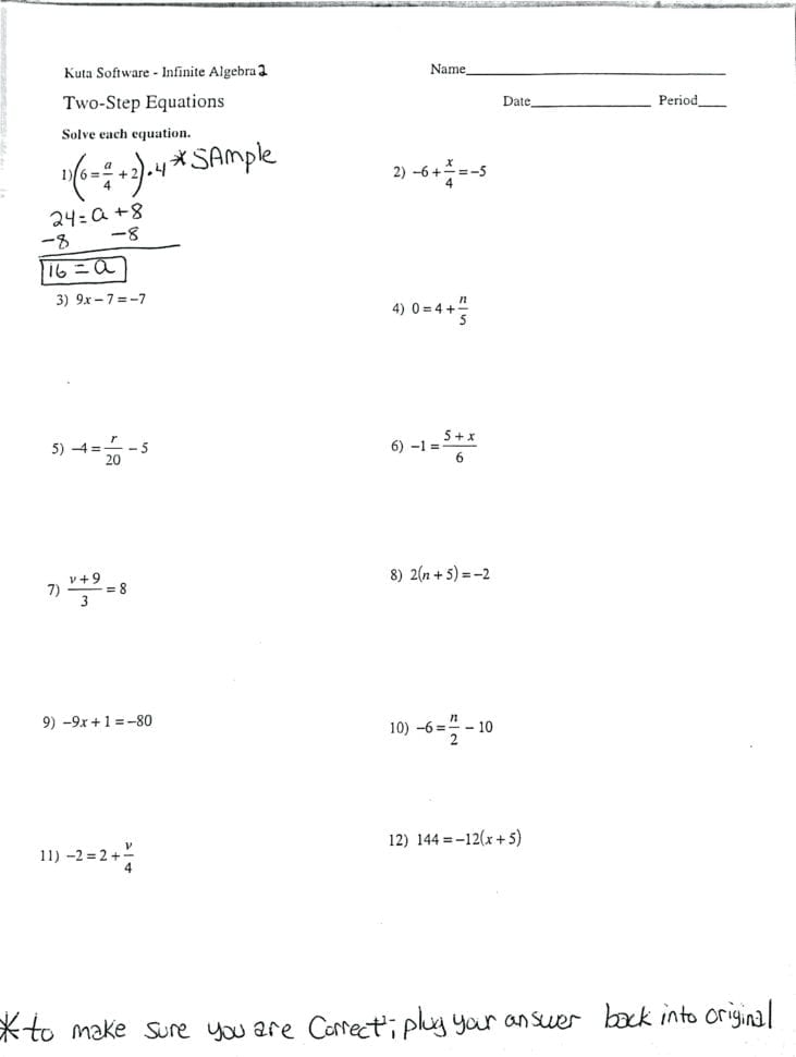 Multi Step Equations Worksheet Variables On Both Sides Db excel