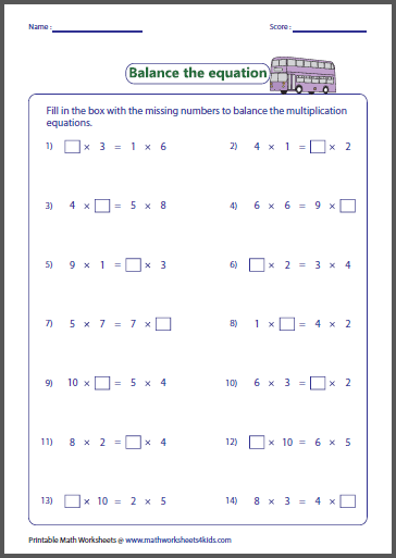 Multiplication Equations Worksheets MultiplicationWorksheets