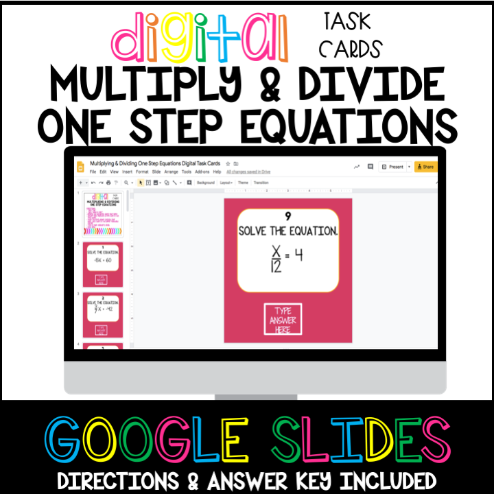 multiplying and dividing one step equations worksheet