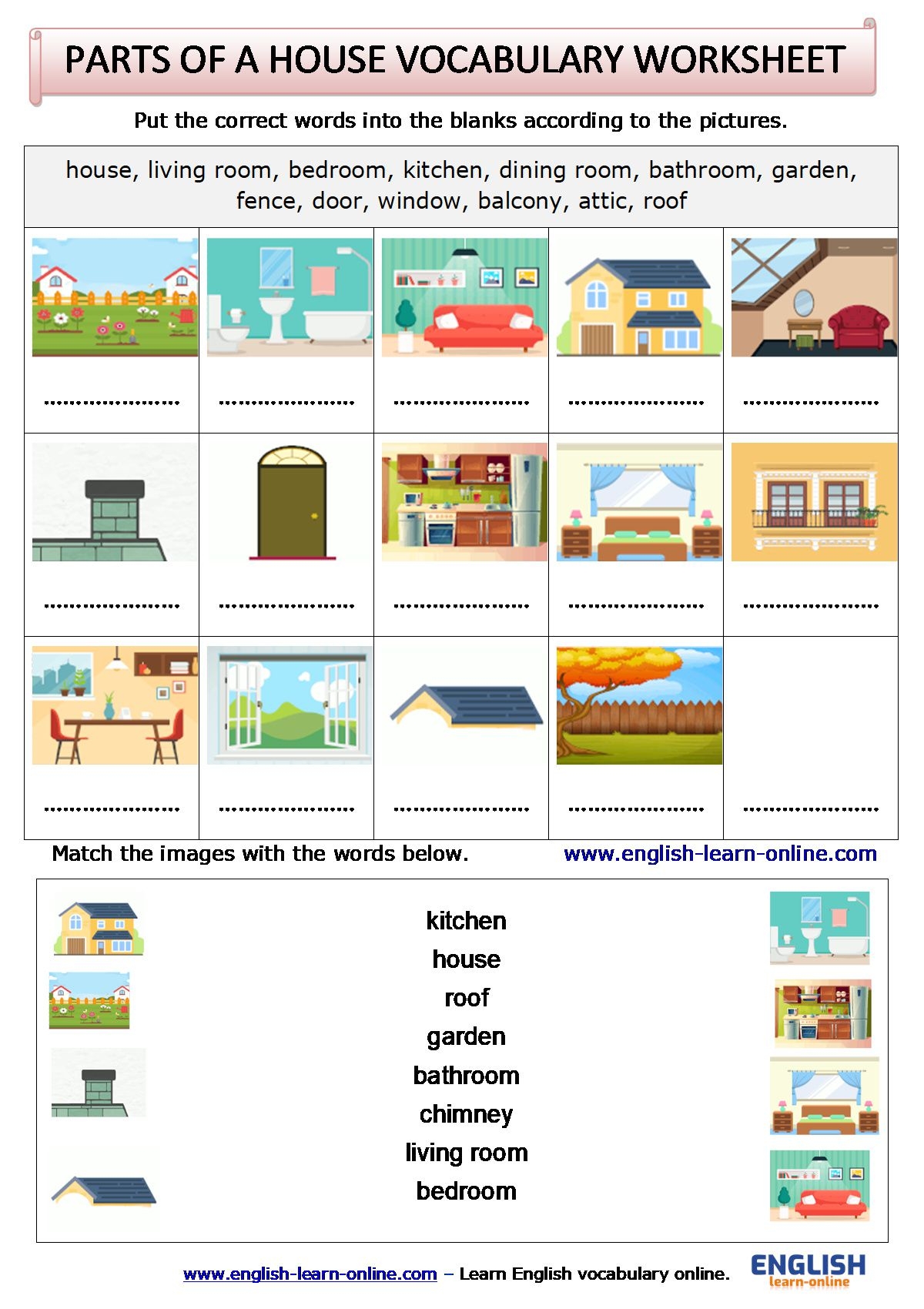 Names Of House Parts In English With Games And Tests Learn English