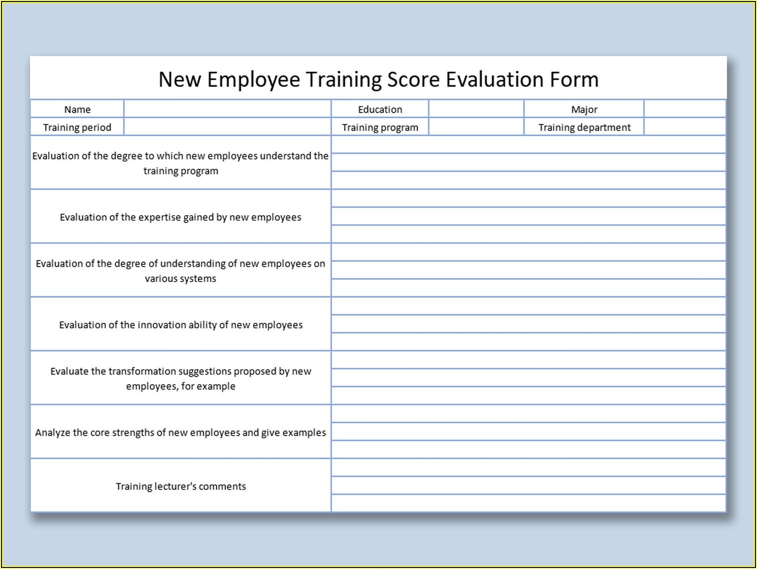 new employee training plan template
