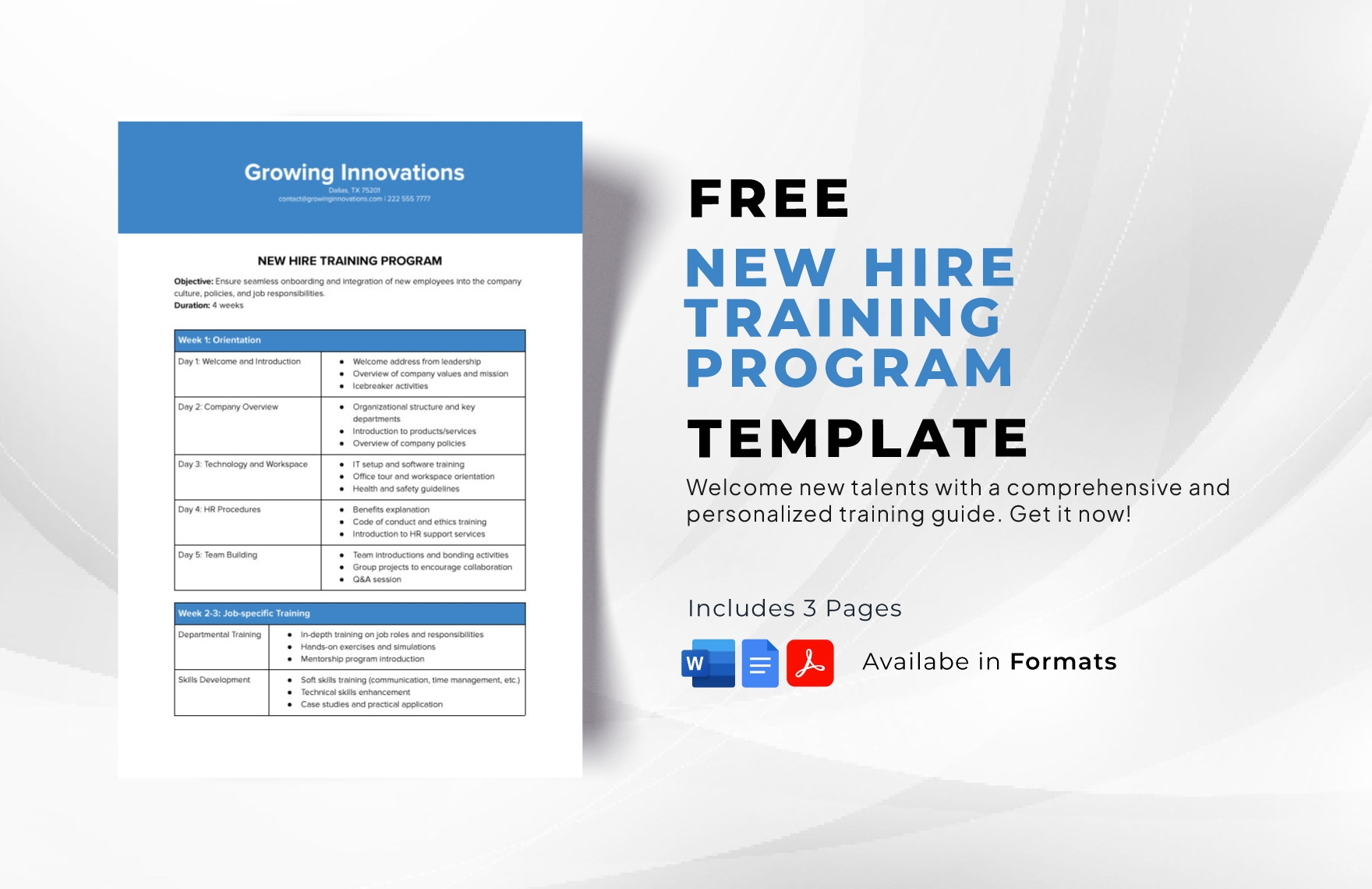 New Hire Training Program Template In Word PDF Google Docs Download 