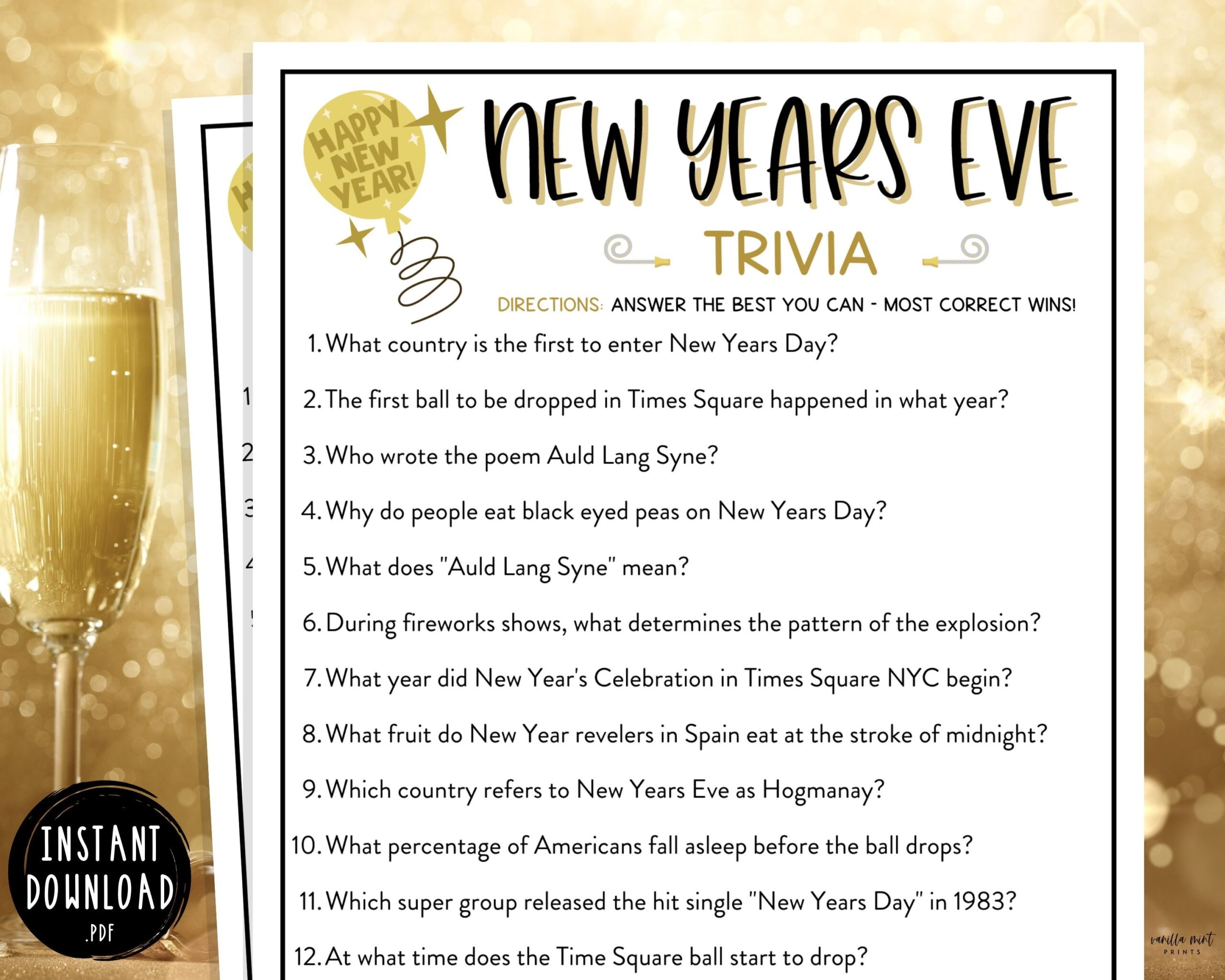 free printable games for new years eve