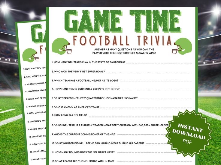 NFL Football Trivia Super Bowl Party Game Super Bowl Games Family 