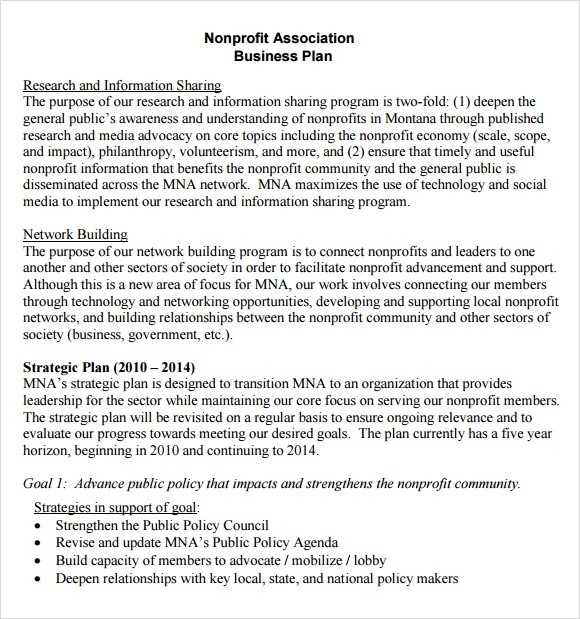 free nonprofit business plan template