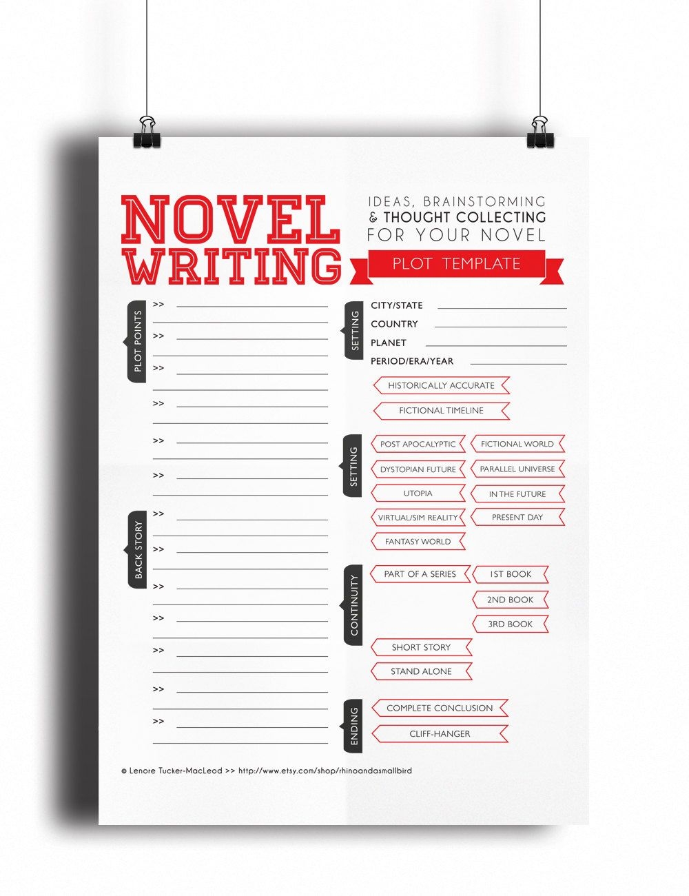 novel planning template
