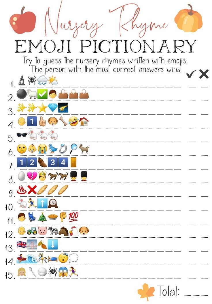 free printable emoji nursery rhyme baby shower game