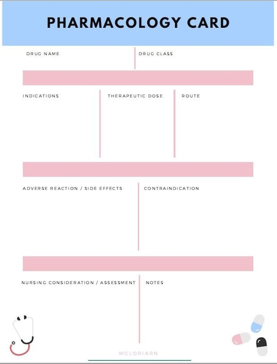 printable drug card template