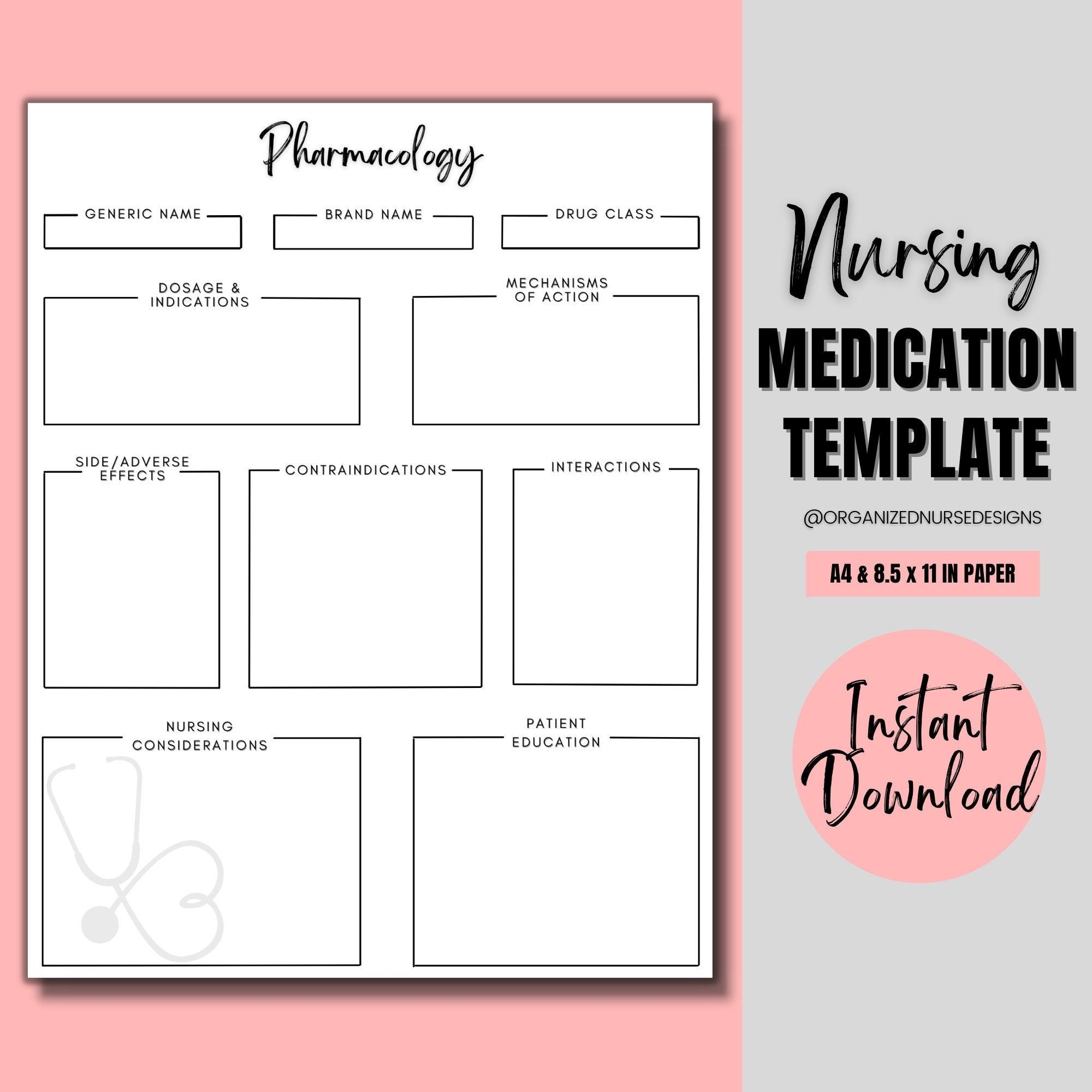 Nursing Student Printable Drug Card Template Best Templates Resources