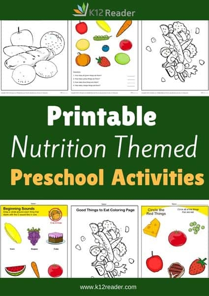 Nutrition Preschool Theme Activities Printable Classroom Lessons 