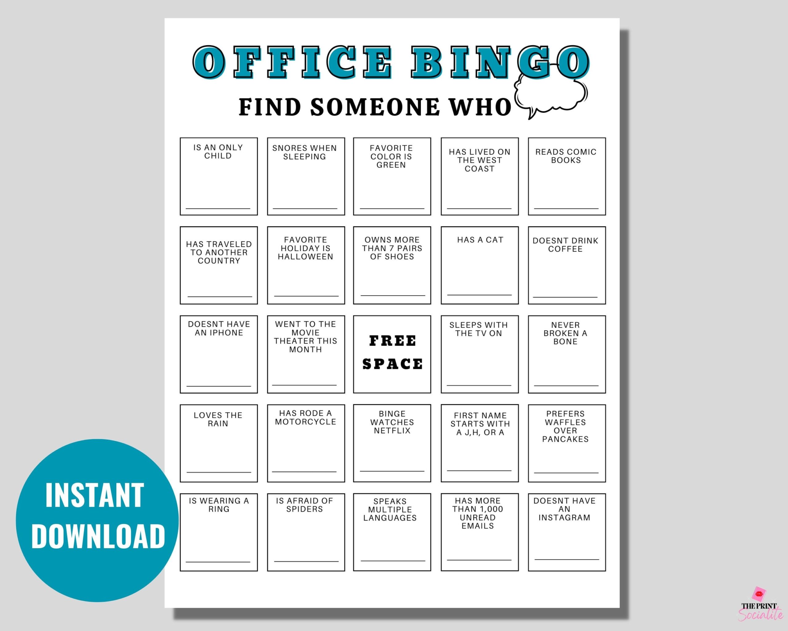 Office Bingo Game Coworker Bingo Work Icebreaker Employee Get To