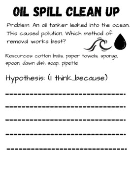 Oil Spill Activity Worksheets