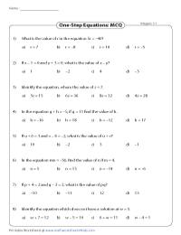One Step Algebra Equations Worksheet PDF Beyond Worksheets Library