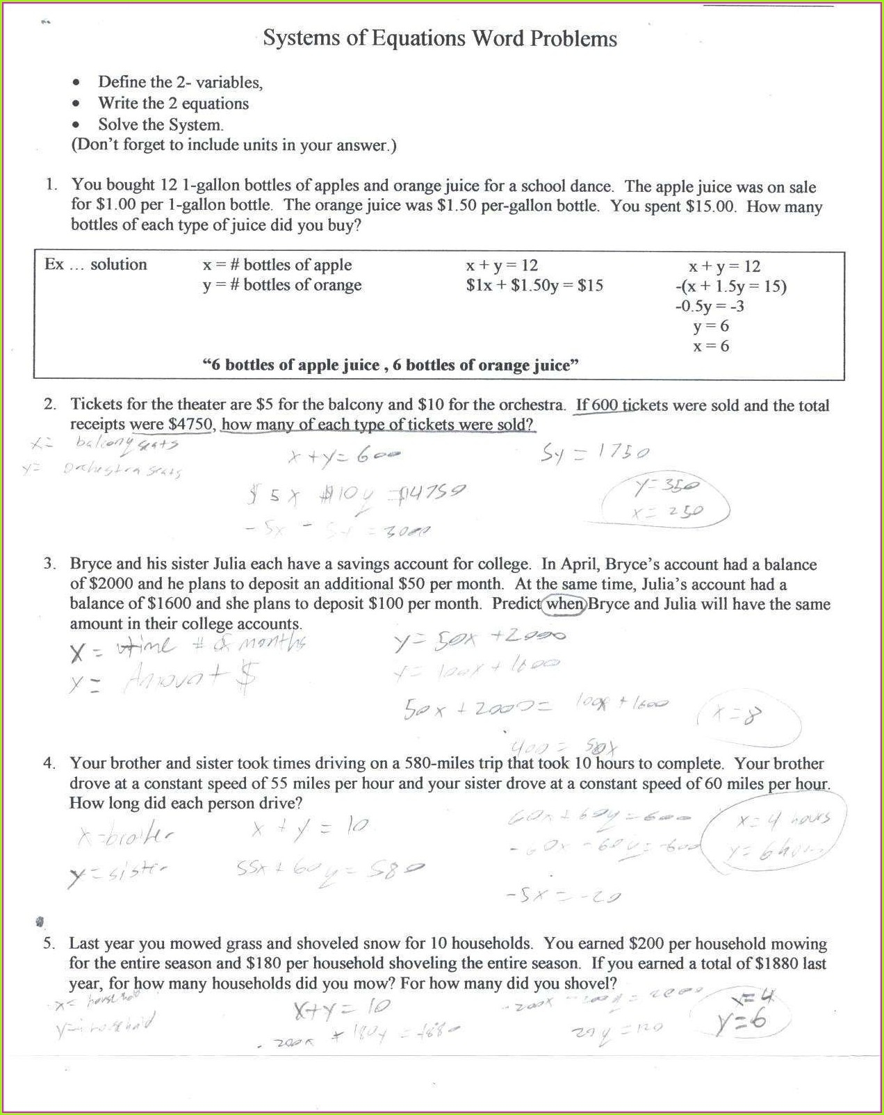 One Step Equation Word Problems Worksheet Printable Word Searches