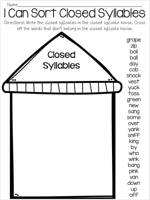 Open And Closed Syllables Activity Sheet