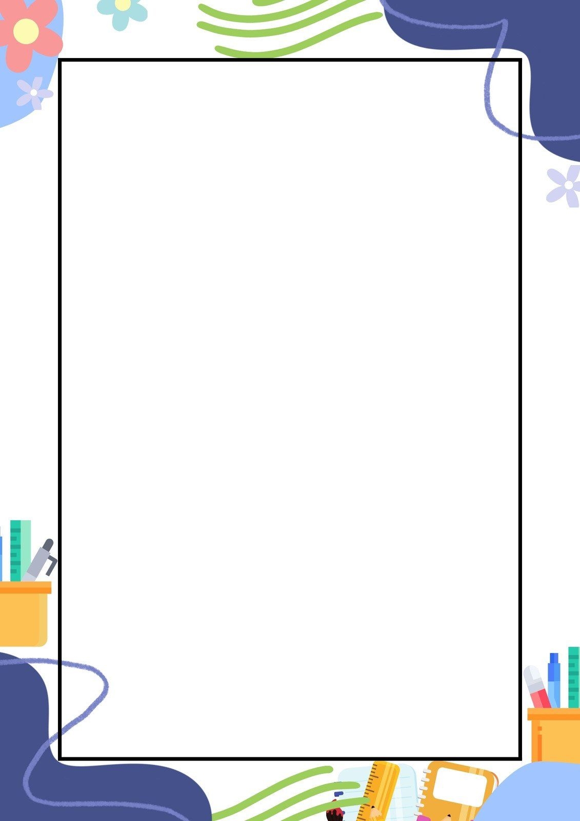 Orange Minimalist School Page Border