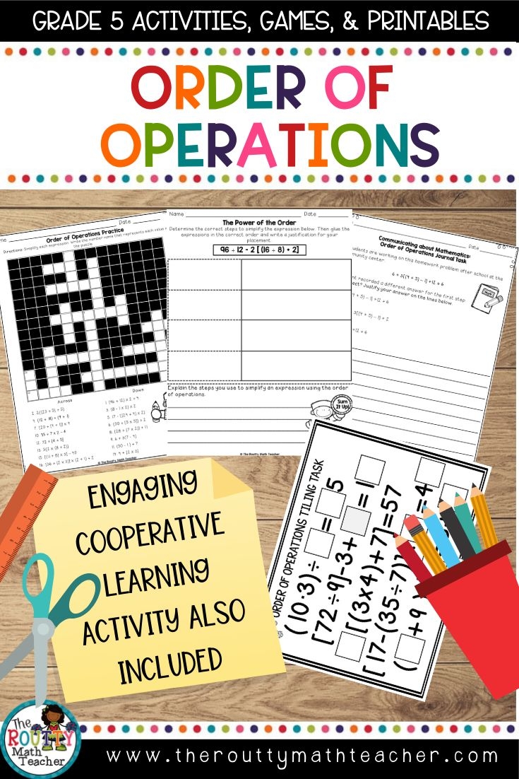 order of operations printable activities