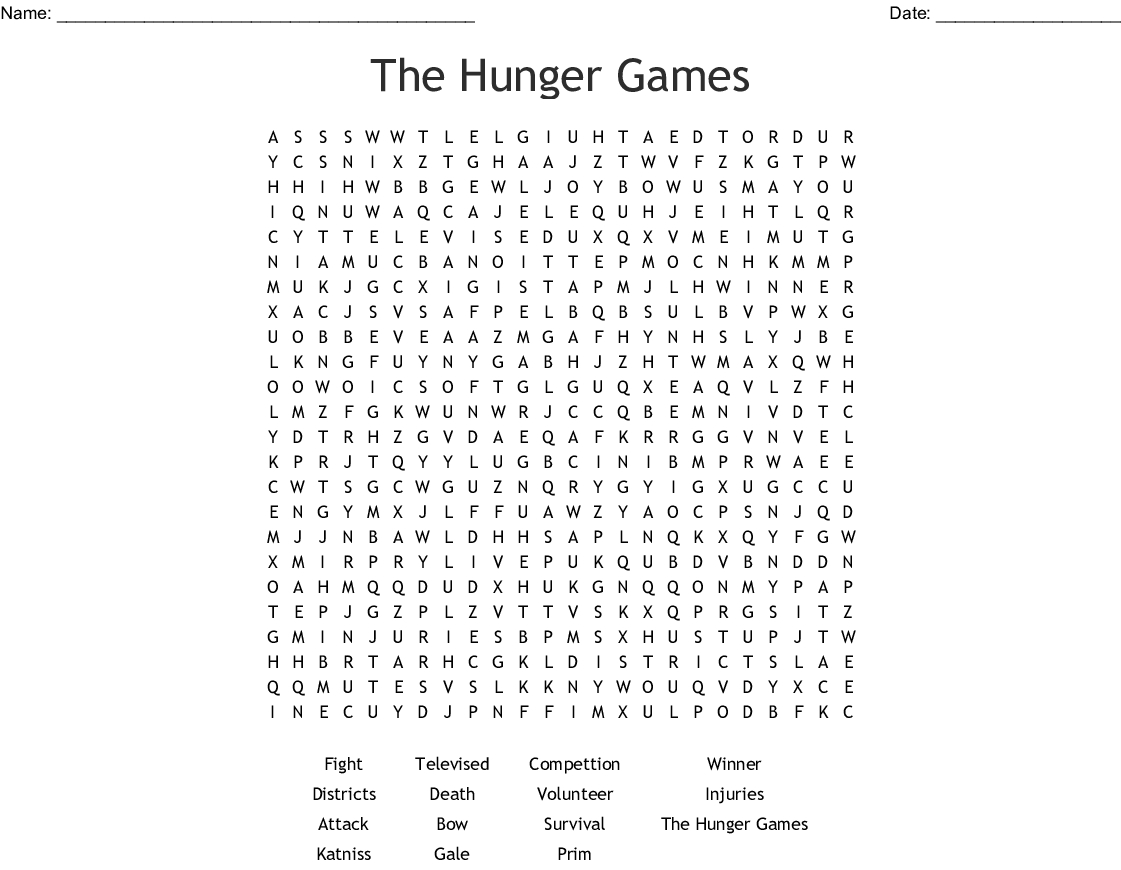 Overly Complicated Hunger Games Wordsearch Wordmint Word Search 