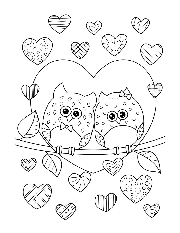 Owls In Love Coloring Page Free Printable Coloring Pages For Kids