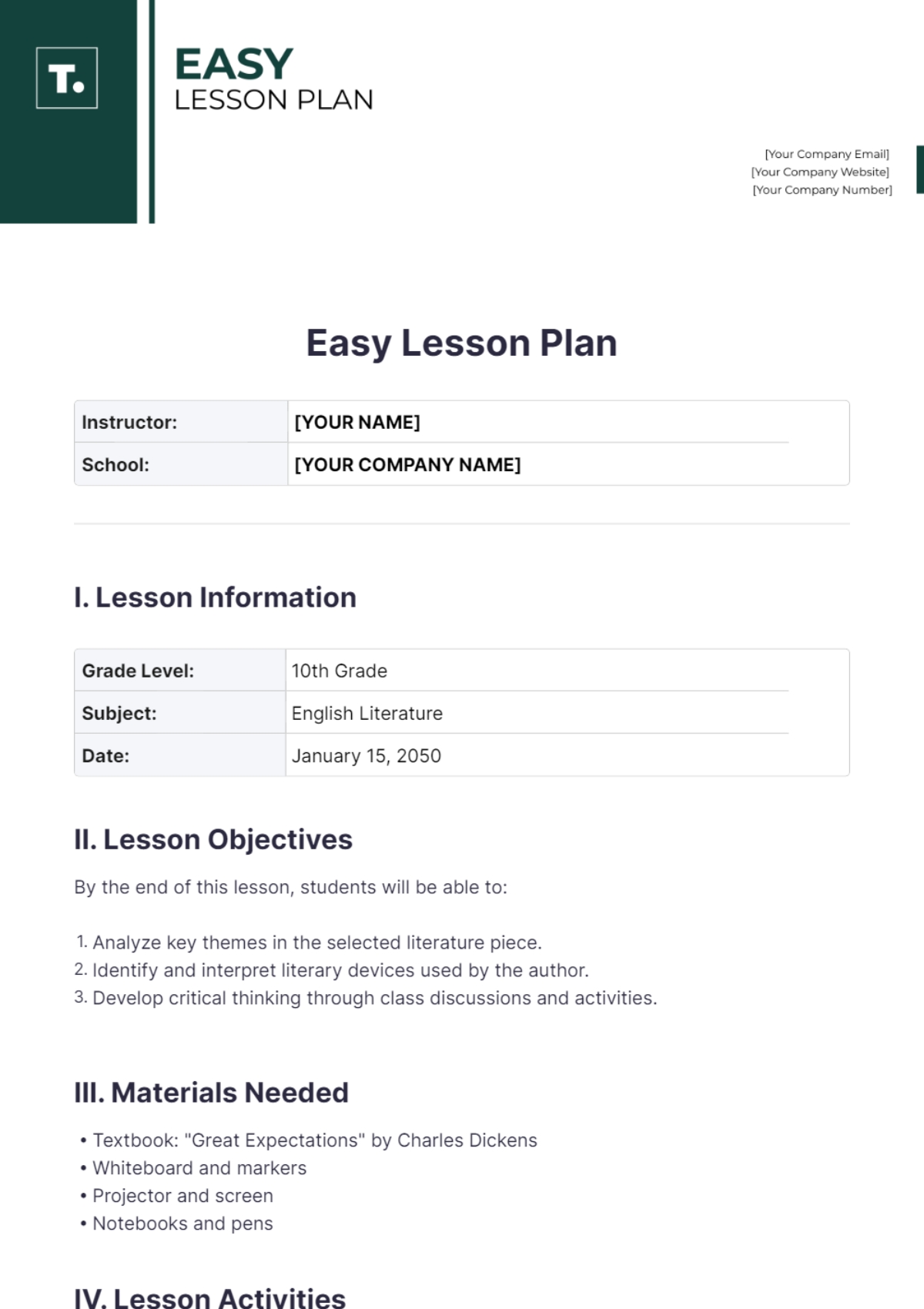 Page 2 FREE Lesson Plan Templates Examples Edit Online Download