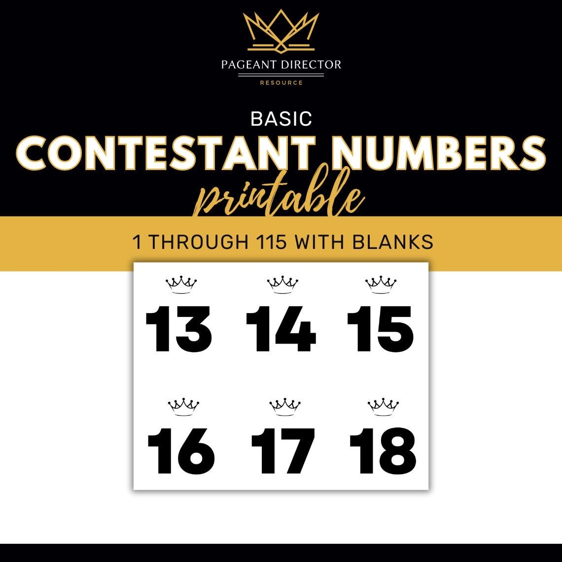 Pageant Contestant Numbers Pageant Director Resource Digital Download