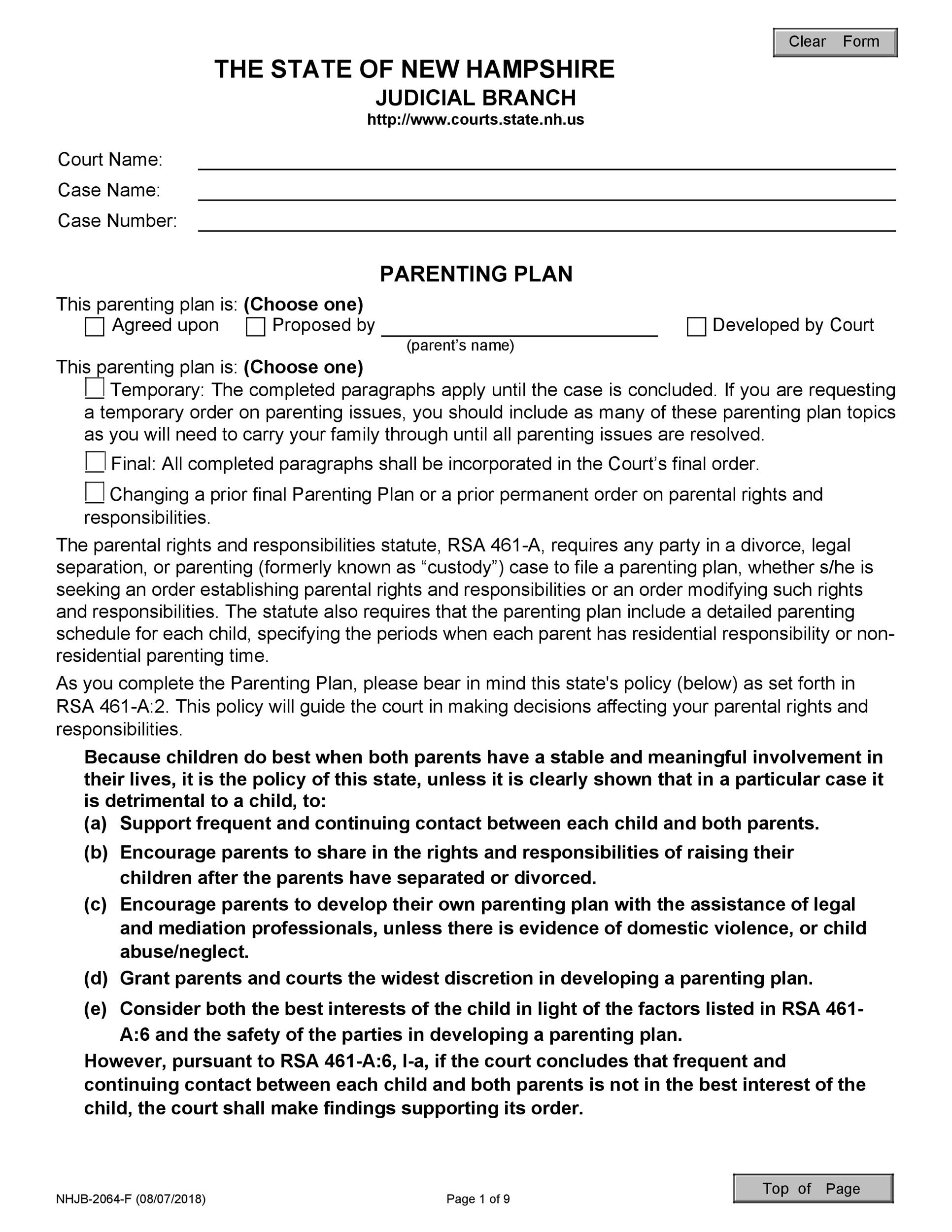 Parent Plan Template