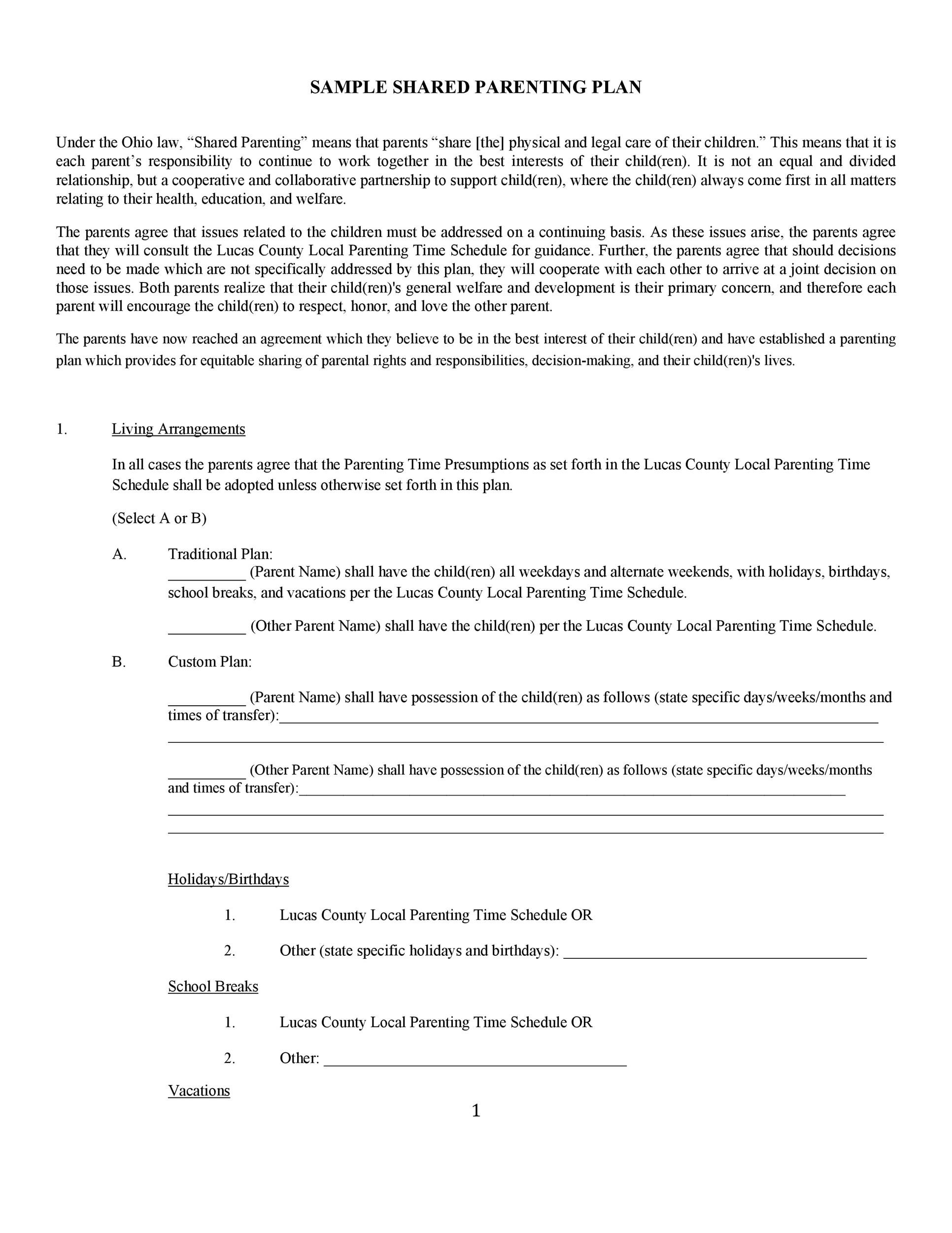 Parent Plan Template