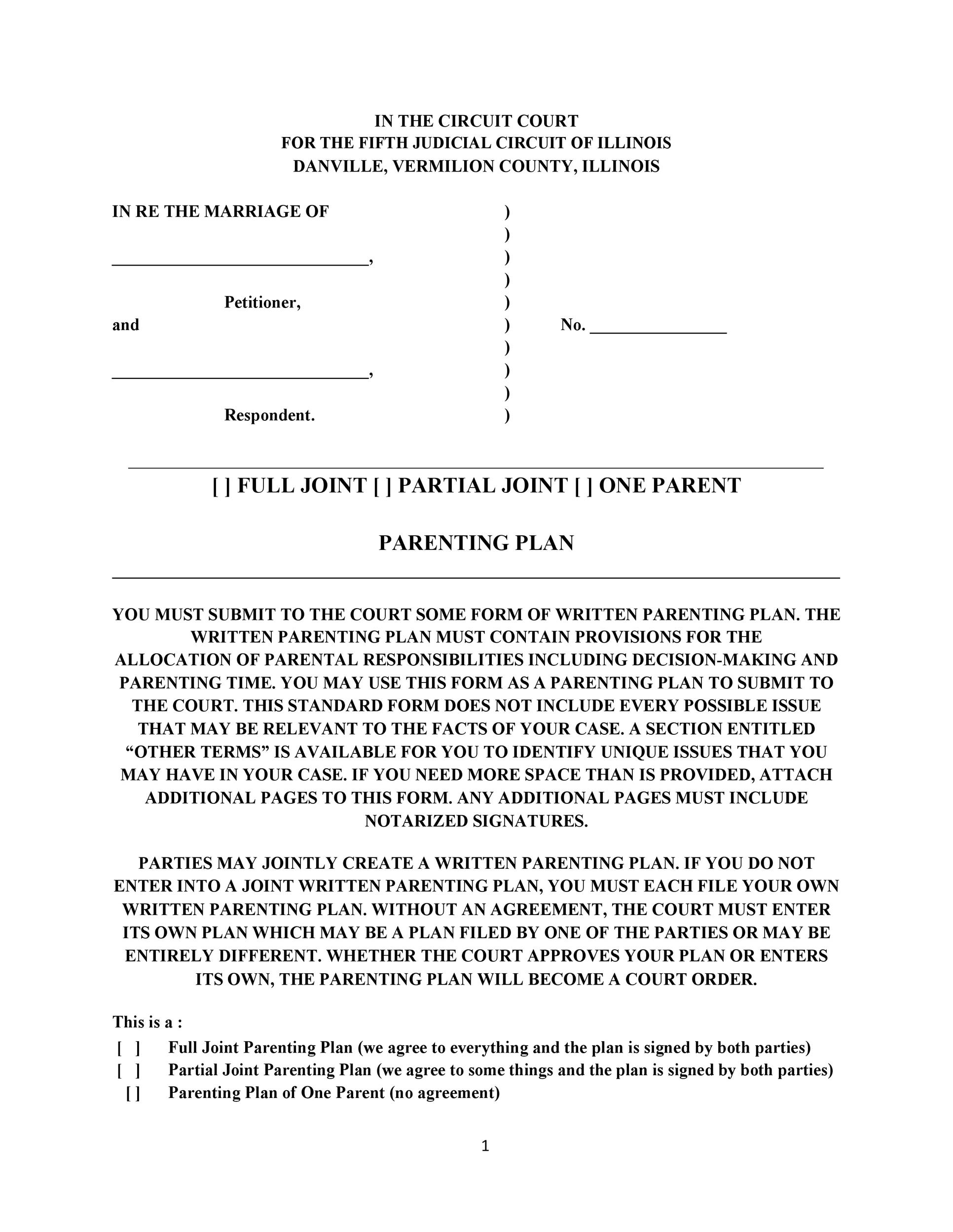 parent plan template