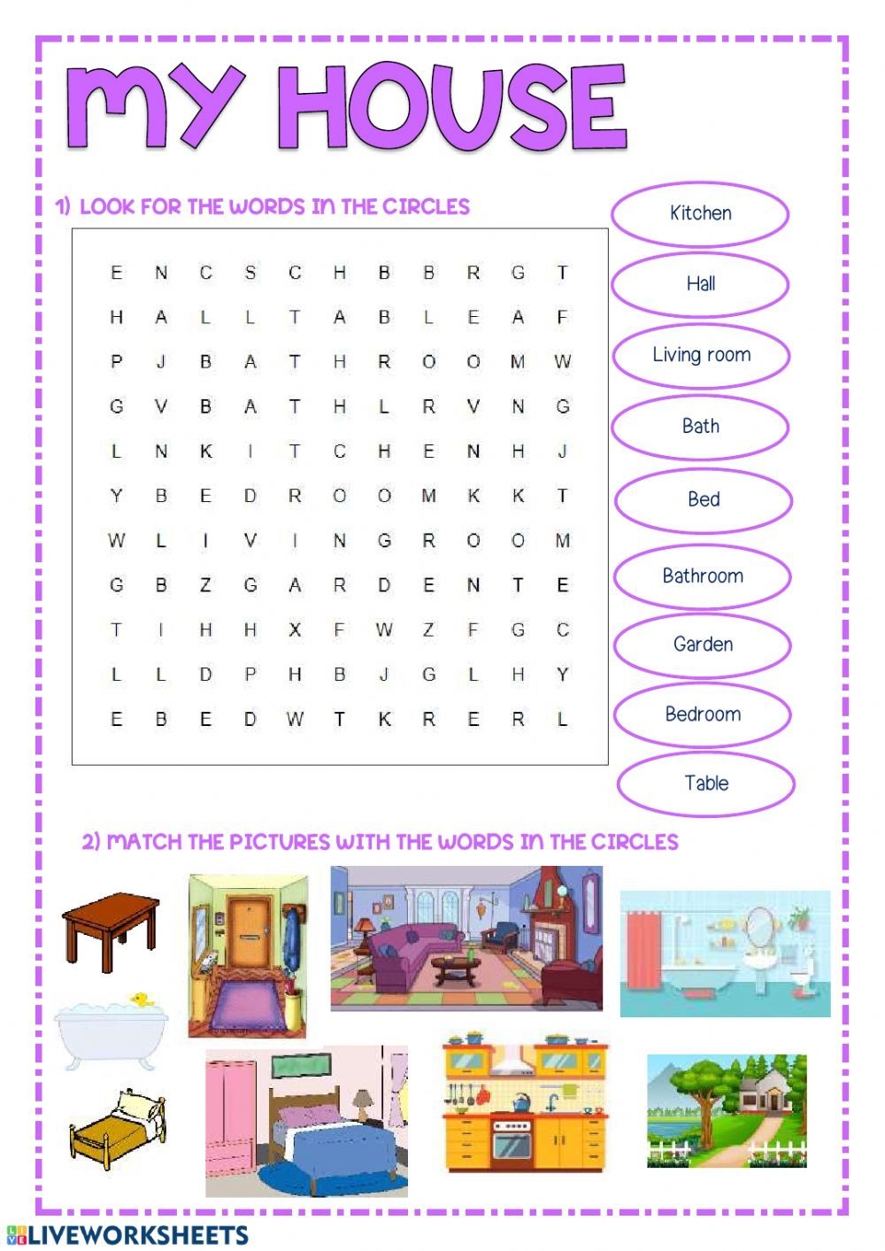 Parts Of The House Free Online Worksheet