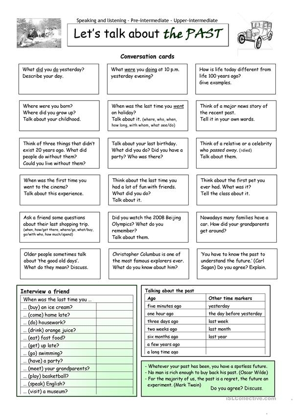 Past Simple Past Simple Speaking Activities English English Grammar 