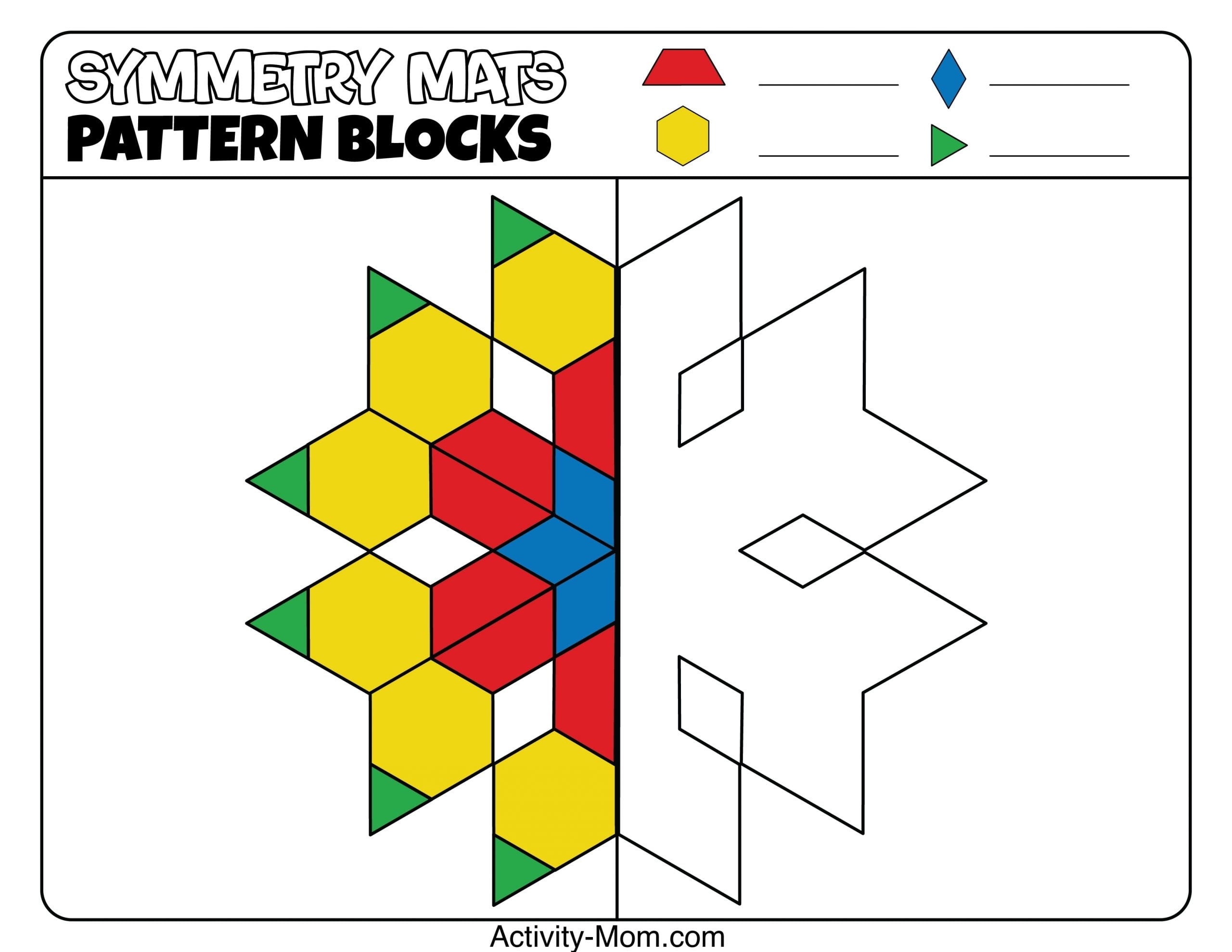 Pattern Block Mats Free Printable The Activity Mom Printable