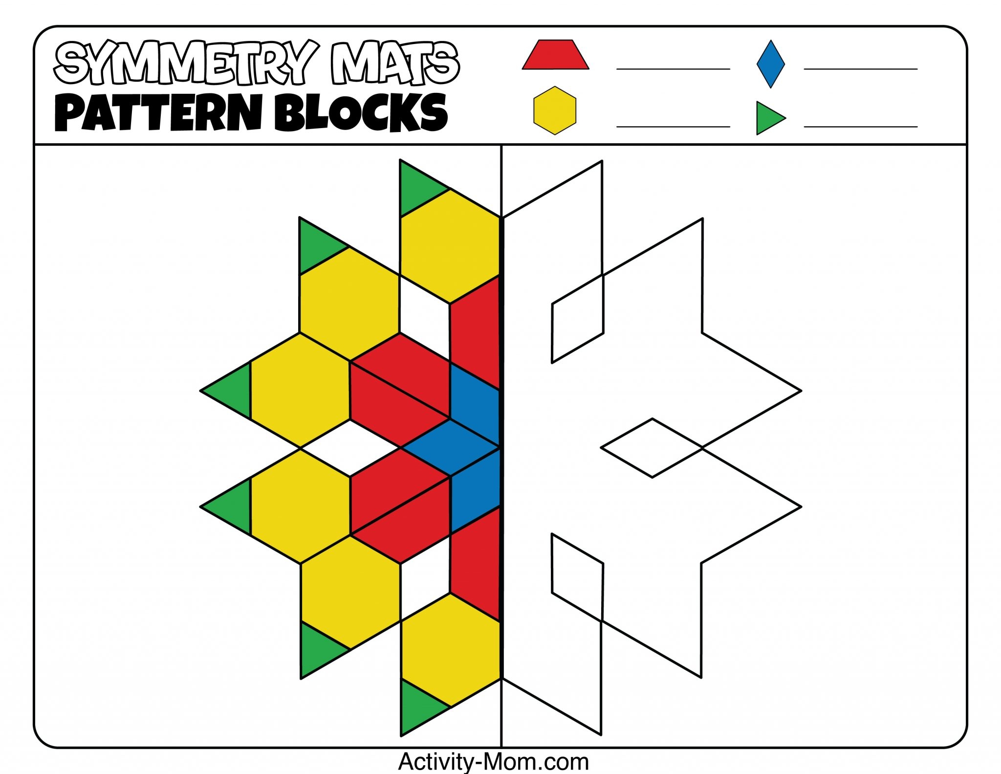 Pattern Block Mats free Printable The Activity Mom