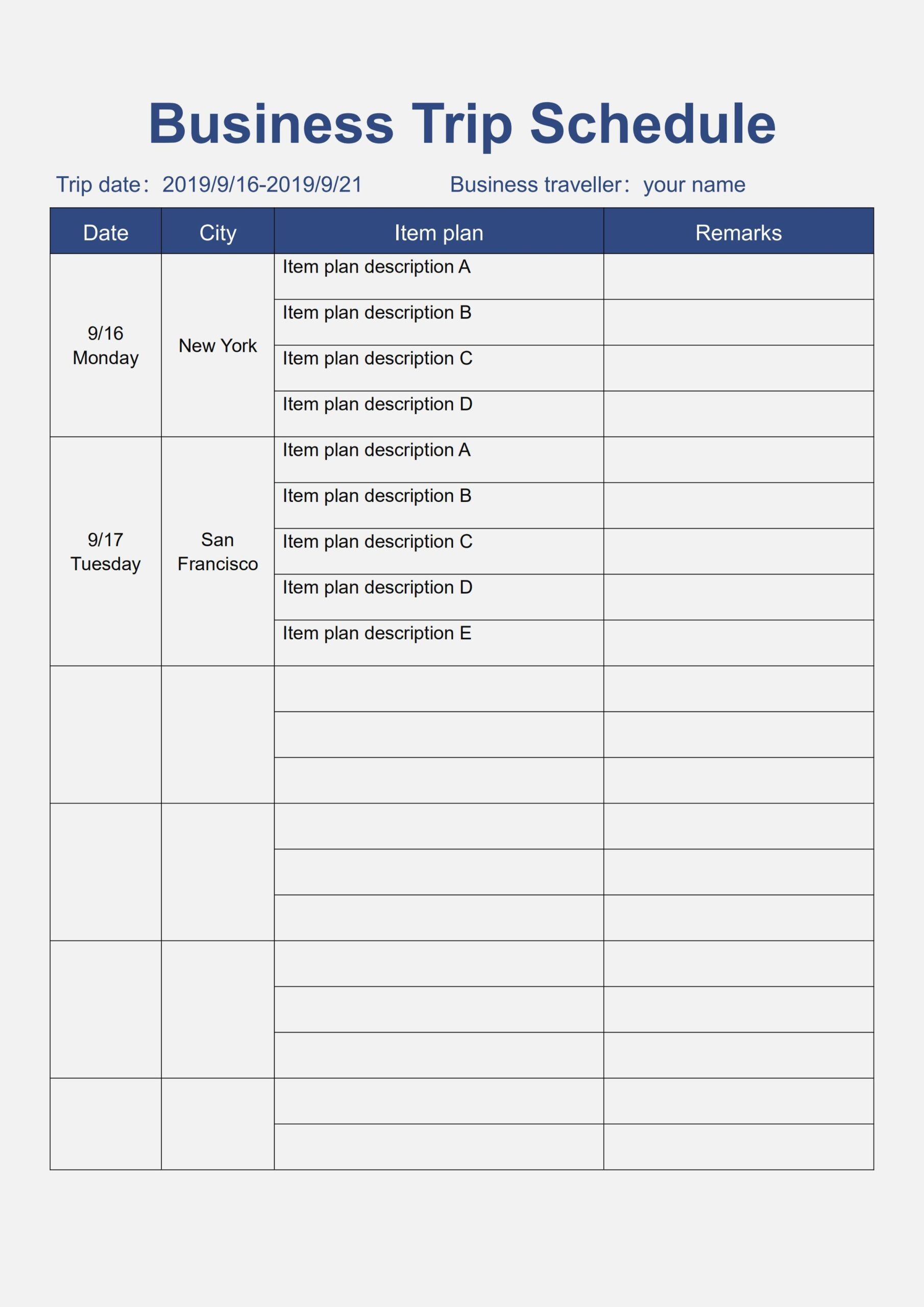 trip plan template