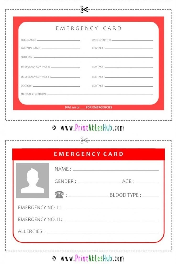 Pdf Printable Emergency Card Template Printables Template Free